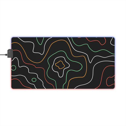 LED Gaming Mouse Pad - Topographic 2 Design, PC Mouse Mat with LED Lights, Various Sizes, Gaming Accessories