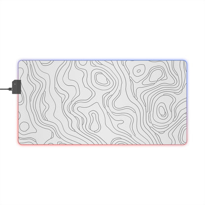 LED Gaming Mouse Pad - Topographic 11 Design, PC Mouse Mat with LED Lights, Various Sizes, Gaming Accessories