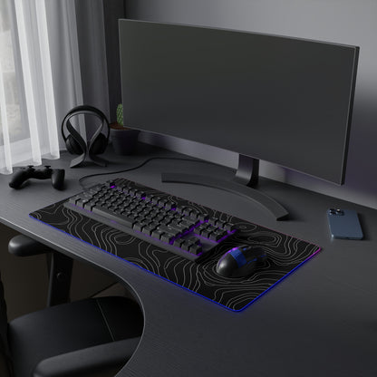 Topographic 4 LED Gaming Mouse Pad - Unique Design for PC Gamers, Various Sizes, Customizable Mat, Gift for Tech Enthusiasts, Gaming