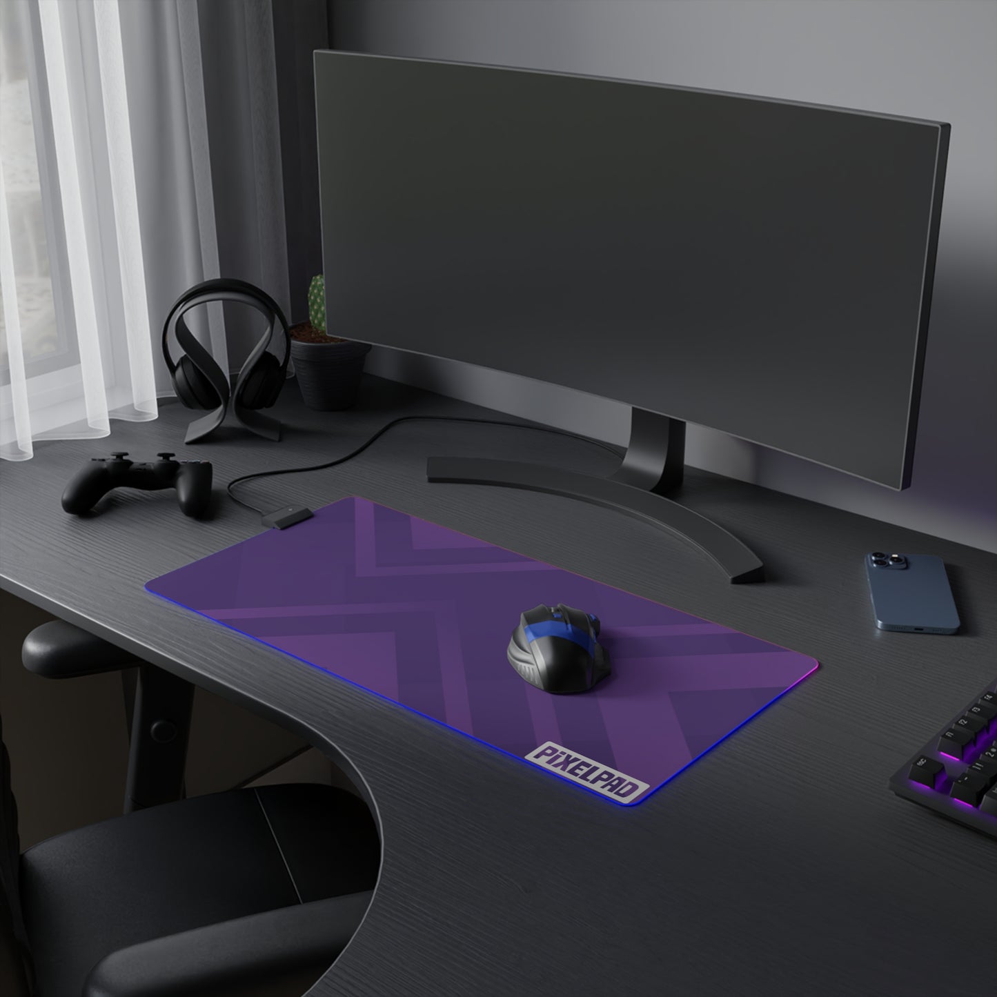 Violet Mono LED Gaming Mouse Pad