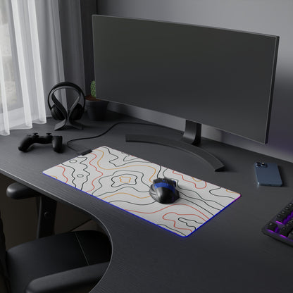 LED Gaming Mouse Pad - Topographic 9 Design, PC Mouse Mat with LED Lights, Various Sizes, Gaming Accessories