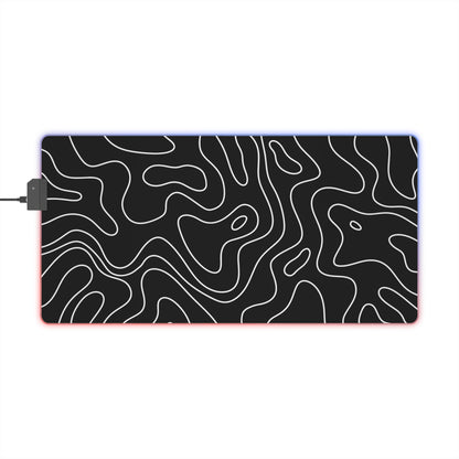 LED Gaming Mouse Pad - Topographic 3 Design, PC Mouse Mat with LED Lights, Various Sizes, Gaming Accessories