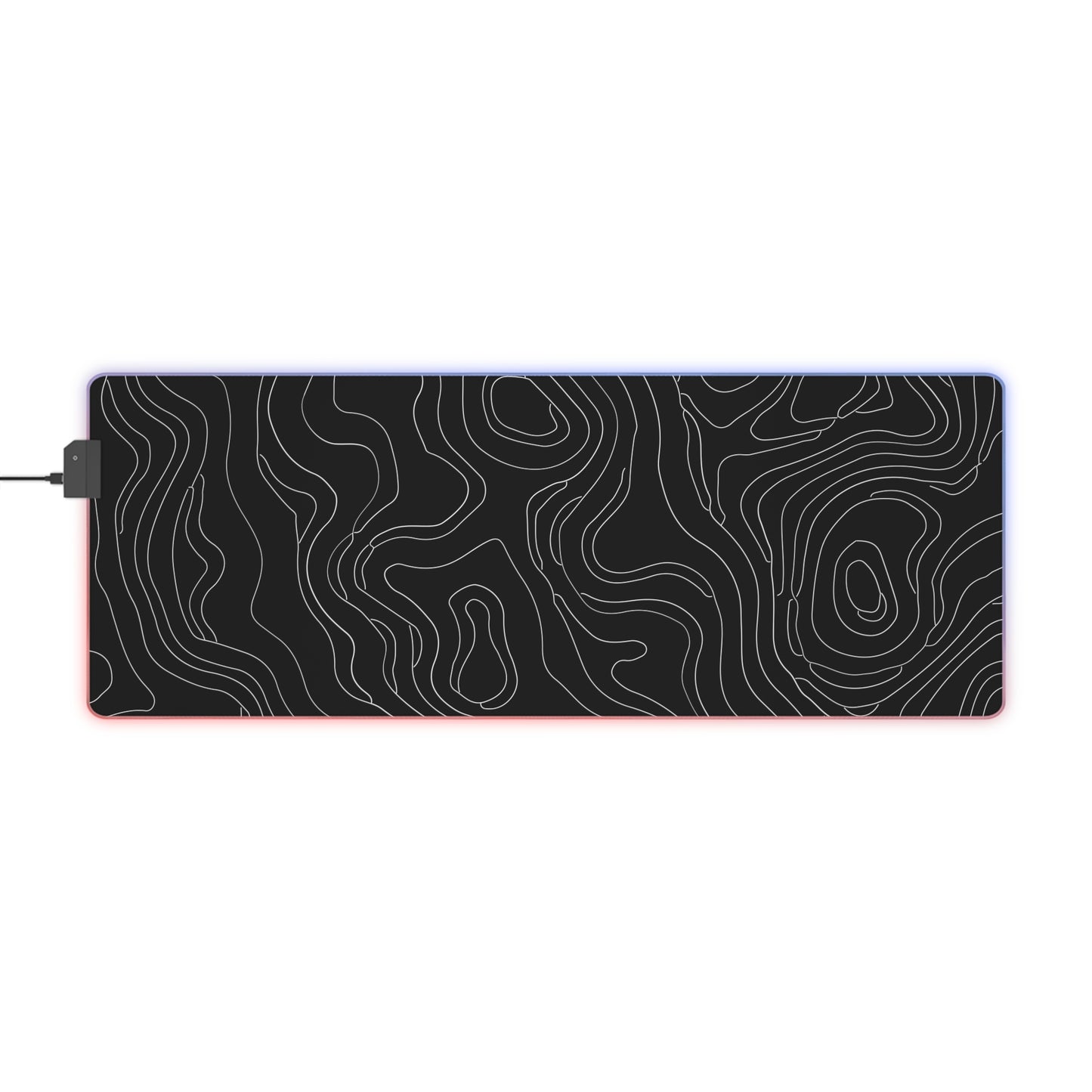 Topographic 4 LED Gaming Mouse Pad - Unique Design for PC Gamers, Various Sizes, Customizable Mat, Gift for Tech Enthusiasts, Gaming