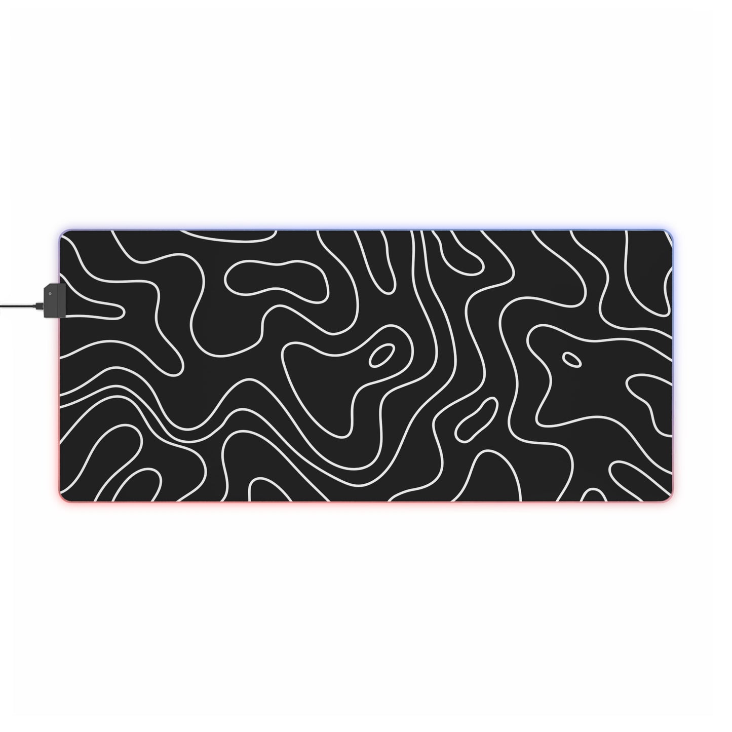 LED Gaming Mouse Pad - Topographic 3 Design, PC Mouse Mat with LED Lights, Various Sizes, Gaming Accessories