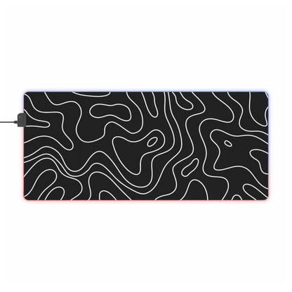 LED Gaming Mouse Pad - Topographic 3 Design, PC Mouse Mat with LED Lights, Various Sizes, Gaming Accessories