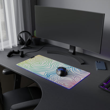 LED Gaming Mouse Pad - Topographic 12 Design, PC Mouse Mat with LED Lights, Various Sizes, Gaming Accessories