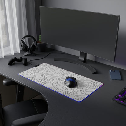 LED Gaming Mouse Pad - Topographic 11 Design, PC Mouse Mat with LED Lights, Various Sizes, Gaming Accessories