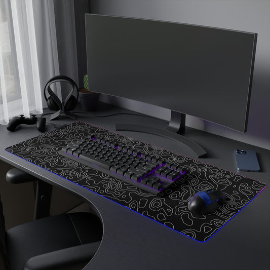 Topographic 3 LED Gaming Mouse Pad - Unique Design for PC Gamers, Various Sizes, Customizable Mat, Gift for Tech Enthusiasts, Gaming