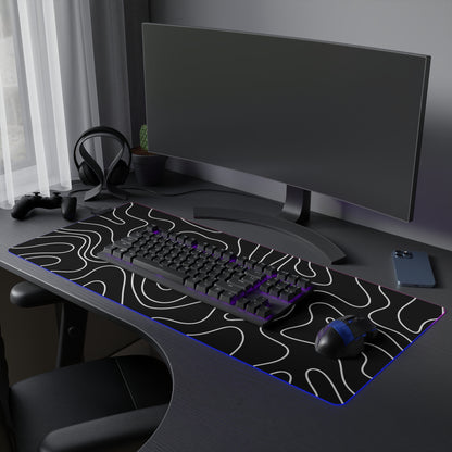 LED Gaming Mouse Pad - Topographic 3 Design, PC Mouse Mat with LED Lights, Various Sizes, Gaming Accessories