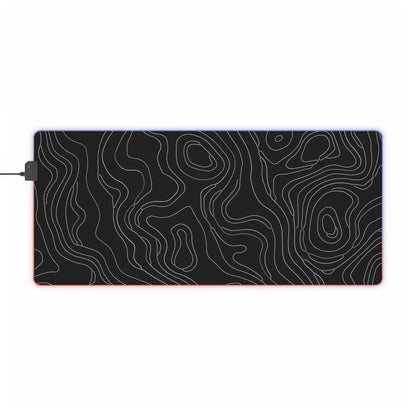 Topographic 4 LED Gaming Mouse Pad - Unique Design for PC Gamers, Various Sizes, Customizable Mat, Gift for Tech Enthusiasts, Gaming