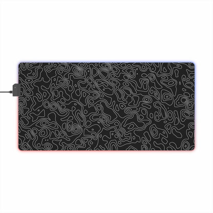 Topographic 3 LED Gaming Mouse Pad - Unique Design for PC Gamers, Various Sizes, Customizable Mat, Gift for Tech Enthusiasts, Gaming