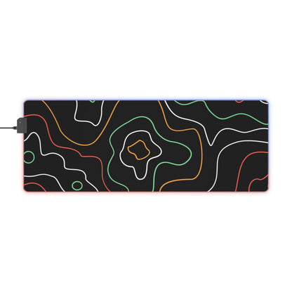 LED Gaming Mouse Pad - Topographic 2 Design, PC Mouse Mat with LED Lights, Various Sizes, Gaming Accessories