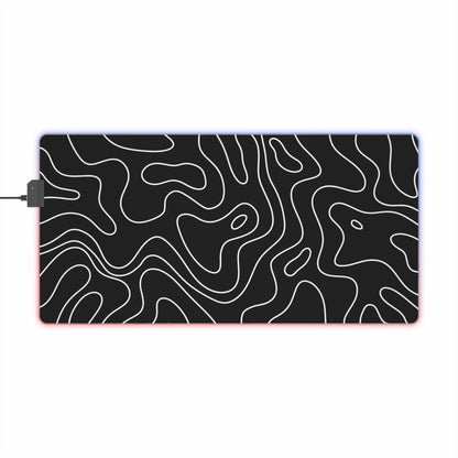 LED Gaming Mouse Pad - Topographic 3 Design, PC Mouse Mat with LED Lights, Various Sizes, Gaming Accessories