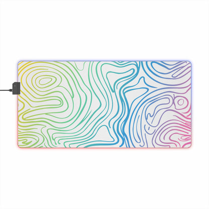 LED Gaming Mouse Pad - Topographic 12 Design, PC Mouse Mat with LED Lights, Various Sizes, Gaming Accessories