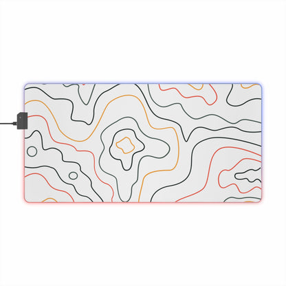 LED Gaming Mouse Pad - Topographic 9 Design, PC Mouse Mat with LED Lights, Various Sizes, Gaming Accessories