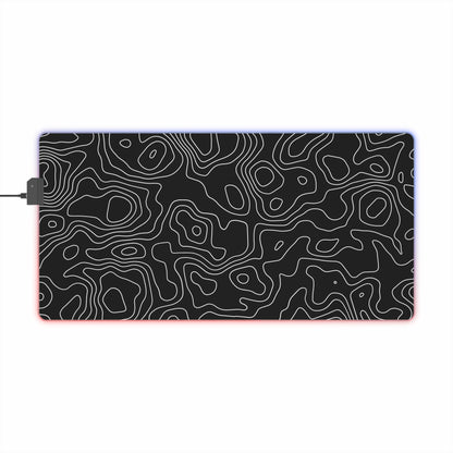 LED Gaming Mouse Pad - Topographic Design, PC Mouse Mat with LED Lights, Various Sizes, Gaming Accessories