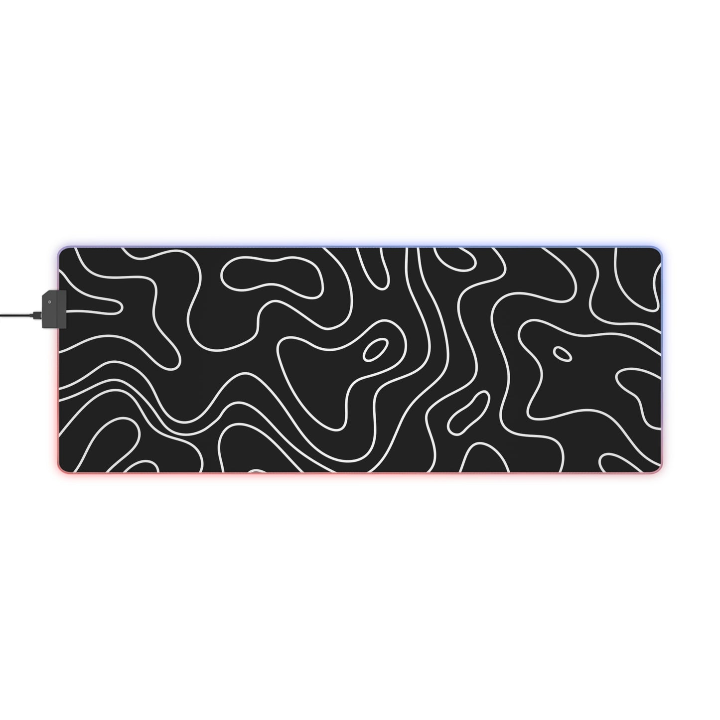 LED Gaming Mouse Pad - Topographic 3 Design, PC Mouse Mat with LED Lights, Various Sizes, Gaming Accessories