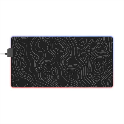 Topographic 4 LED Gaming Mouse Pad - Unique Design for PC Gamers, Various Sizes, Customizable Mat, Gift for Tech Enthusiasts, Gaming