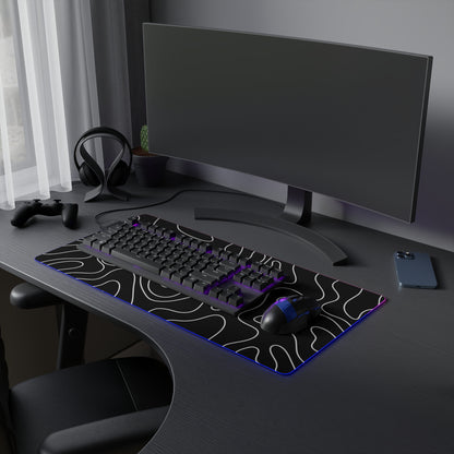 LED Gaming Mouse Pad - Topographic 3 Design, PC Mouse Mat with LED Lights, Various Sizes, Gaming Accessories