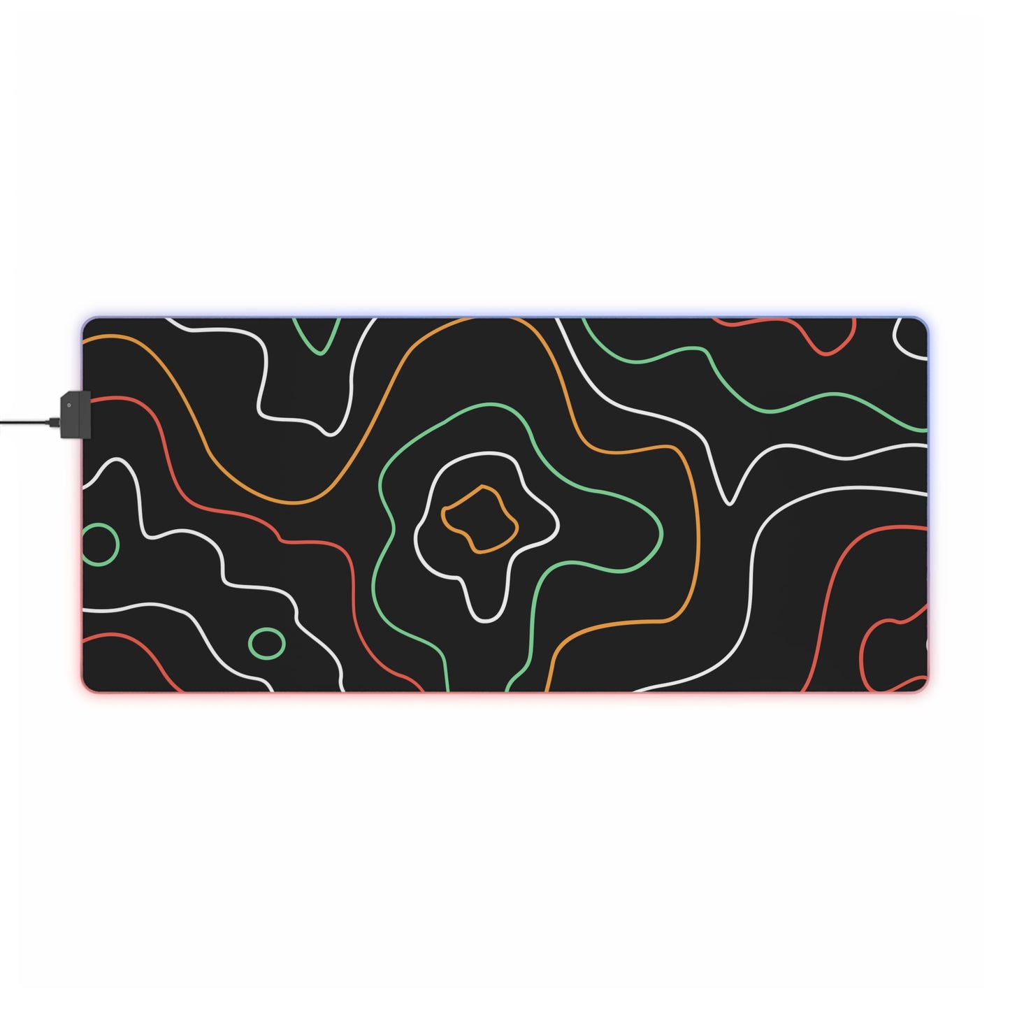 LED Gaming Mouse Pad - Topographic 2 Design, PC Mouse Mat with LED Lights, Various Sizes, Gaming Accessories