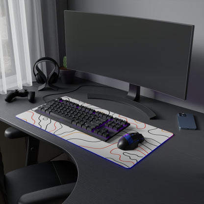 LED Gaming Mouse Pad - Topographic 9 Design, PC Mouse Mat with LED Lights, Various Sizes, Gaming Accessories